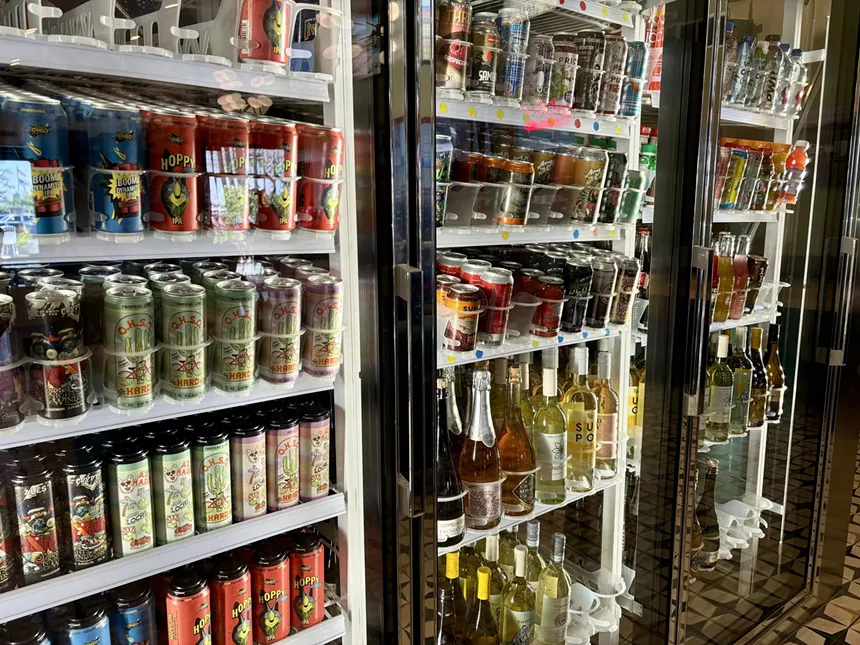 Wine fridge at Little O's.