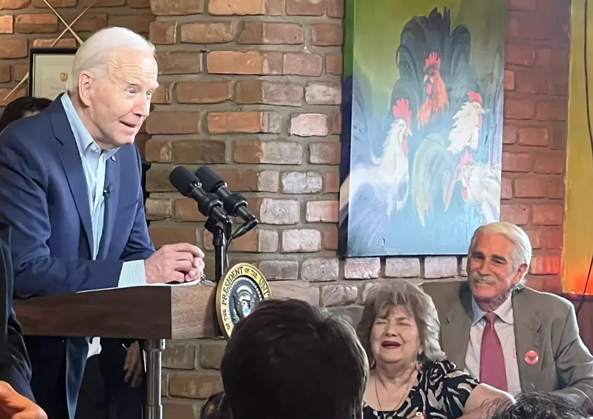 Pres. Joe Biden speaks at El Portal Mexican Restaurant.