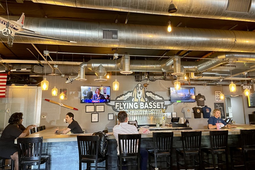 The bar at Flying Basset Brewing.