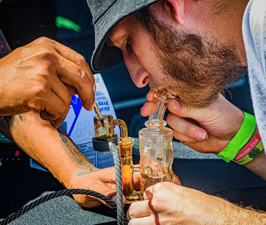 Errl Cup attendee taking a dab