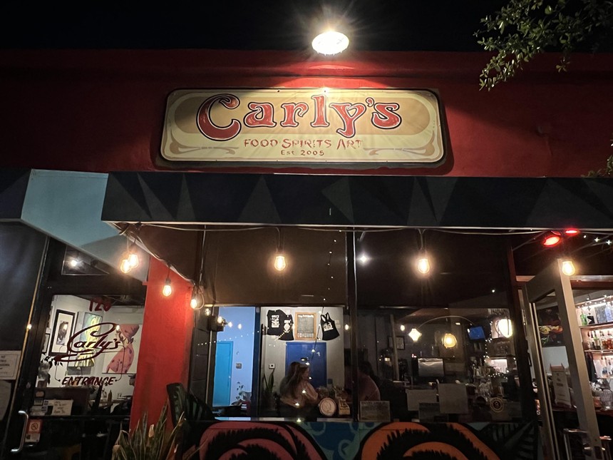 The exterior of Carly's Bistro.