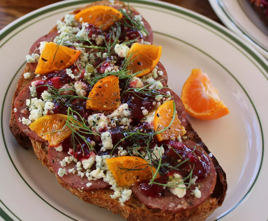 An open-faced sandwich.