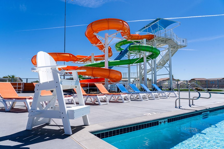 A waterslide at a public pool.