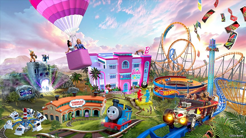 A drawing of an amusement park.