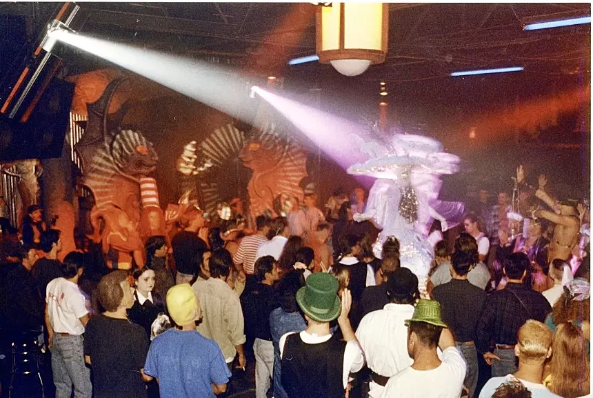 A crowded dance floor inside a nightclub.