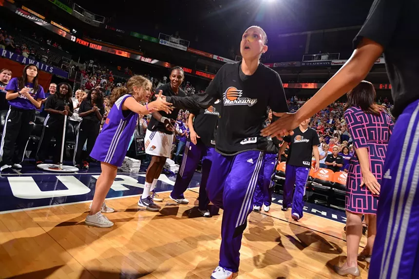 Diana Taurasi runs onto the court