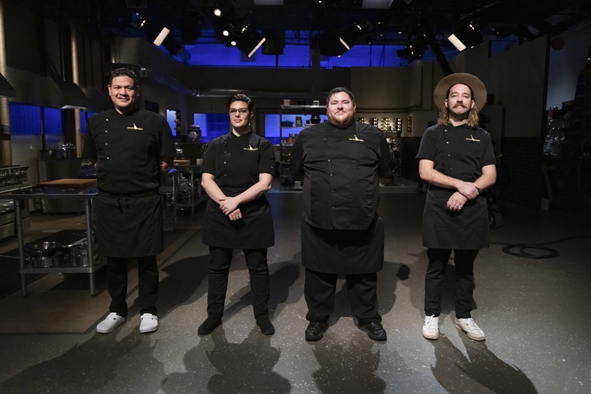 Four chefs competting on "Chopped."
