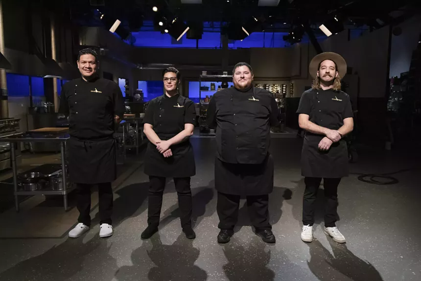 Four chefs competting on "Chopped."