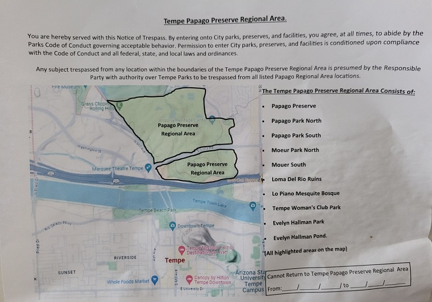 A map of Tempe parks