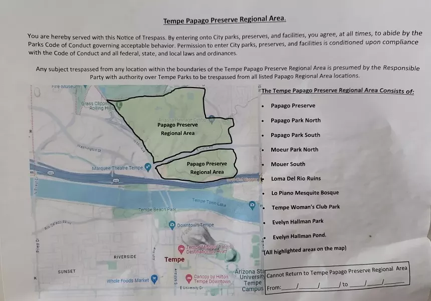 A map of Tempe parks