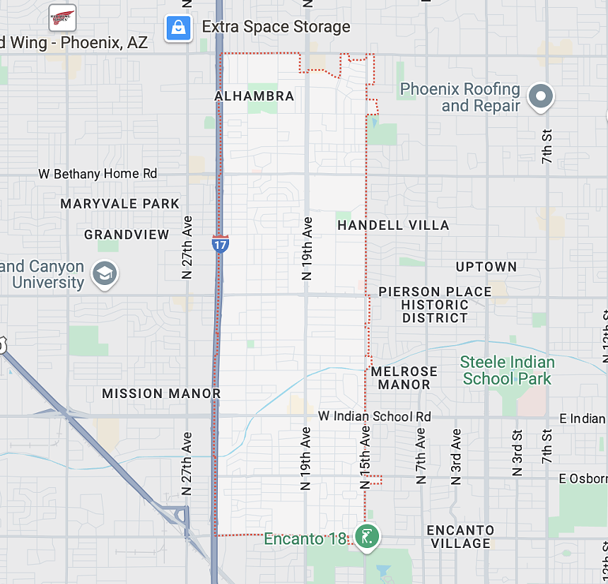 a map of the 85015 zip code in Phoenix