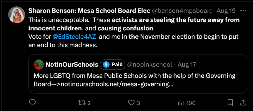 a tweet from sharon benson