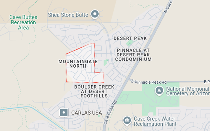 a map of the mountaingate north neighborhood in phoenix