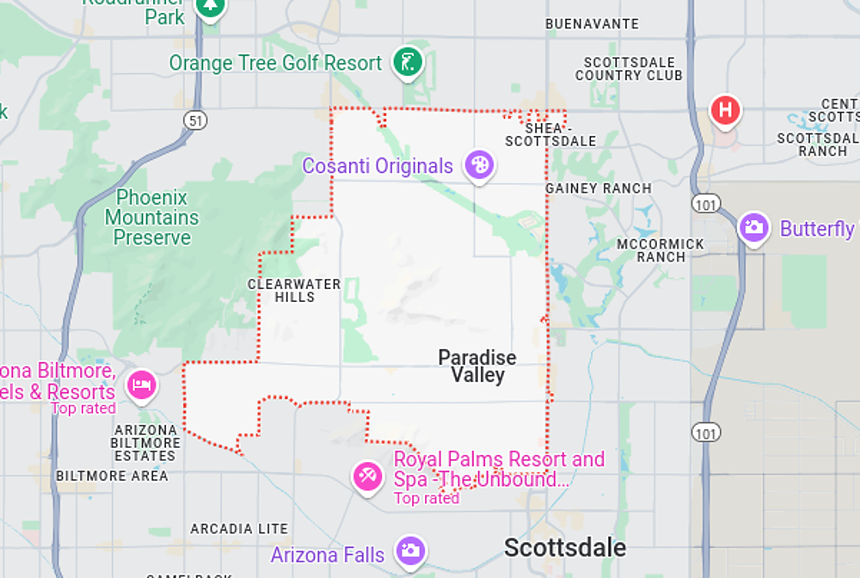 A map of the 85253 zip code