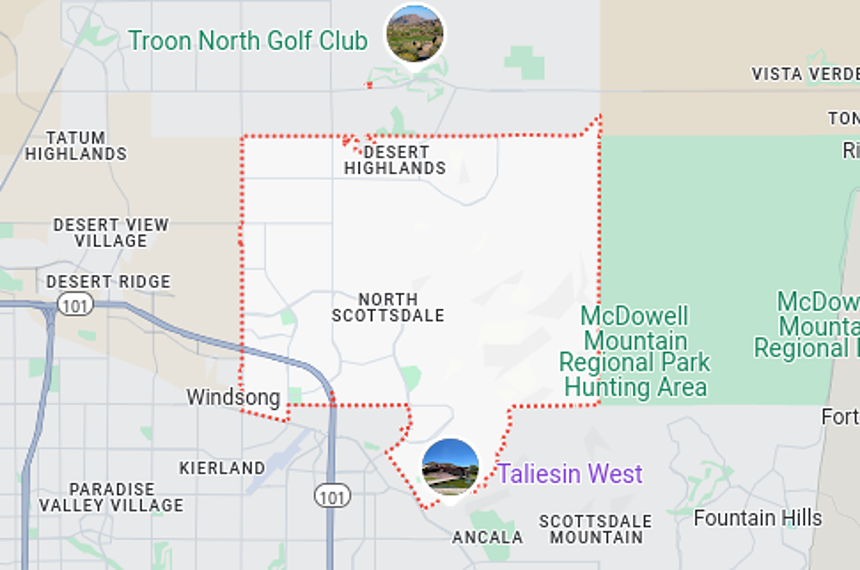 A map of the 85255 zip code