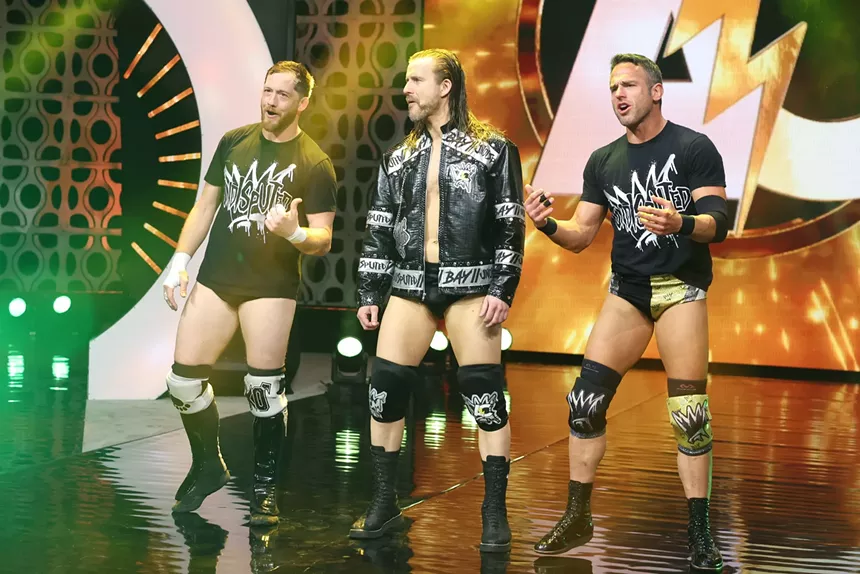 Wrestlers on stage