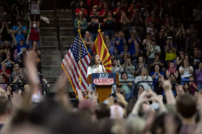 alexandria ocasio-cortez at a rally