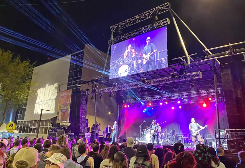 a band on stage at buds-a-palooza