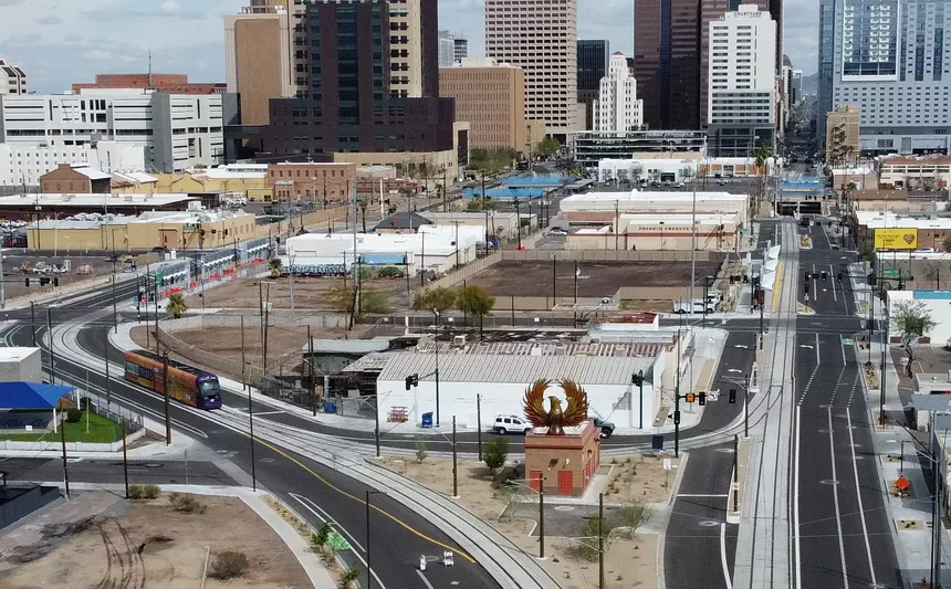 a train runs south of downtown phoenix