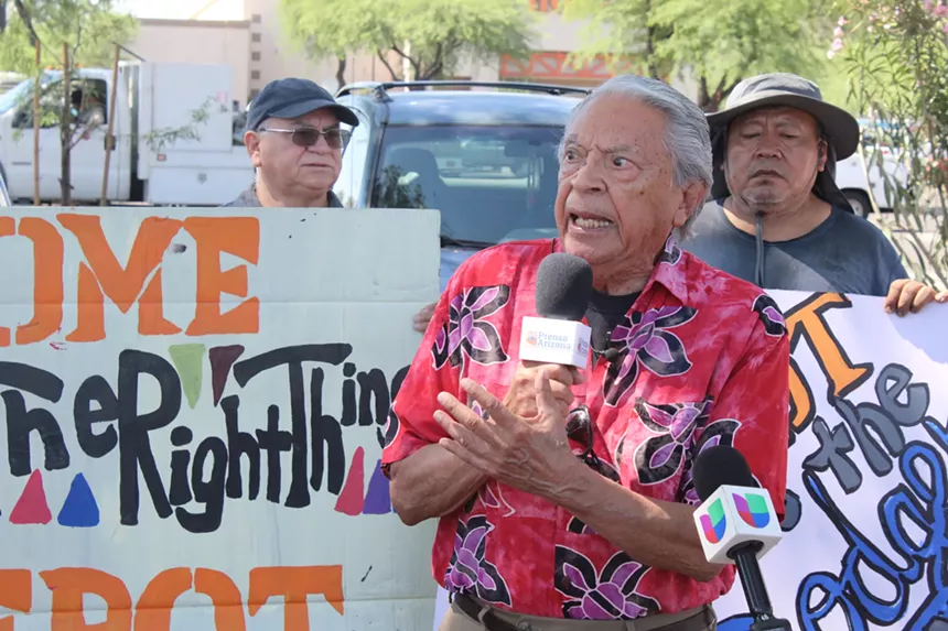 roberto reveles at a protest