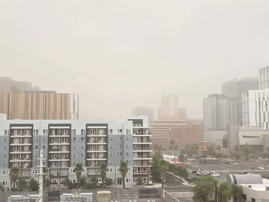a dust storm in downtown phoenix