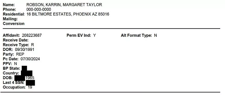 a voter record for karrin taylor robson