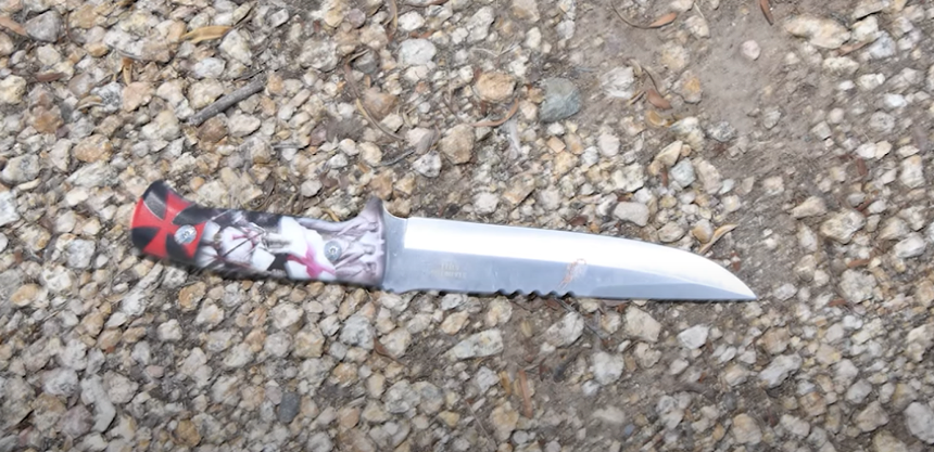 a large knife on the ground