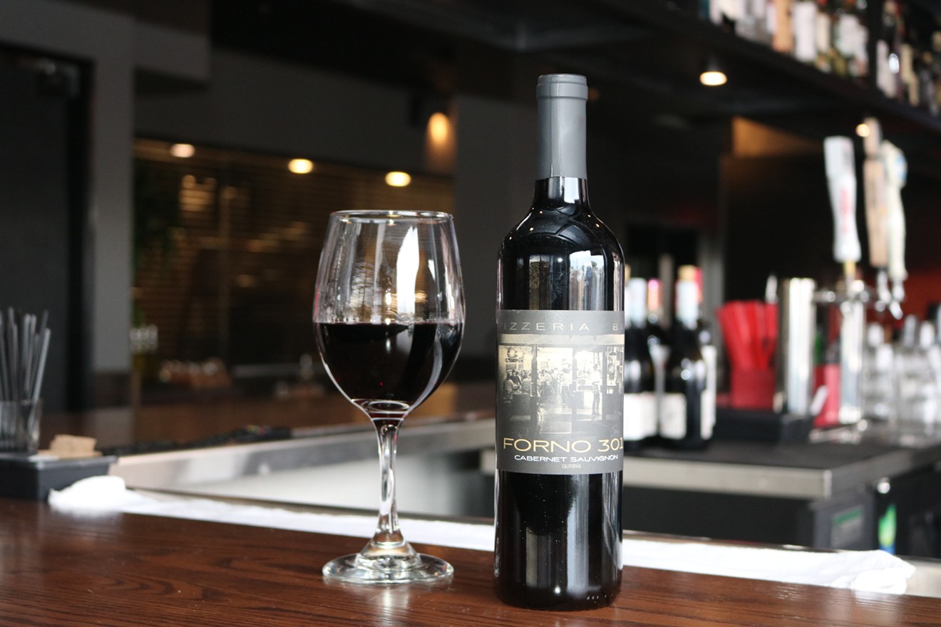Cabernet is the restaurant's house wine.