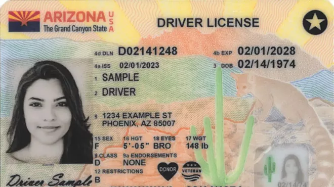 a mock up of the new Arizona REAL IDs